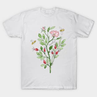 Wildflowers Rosehip honey bee T-Shirt